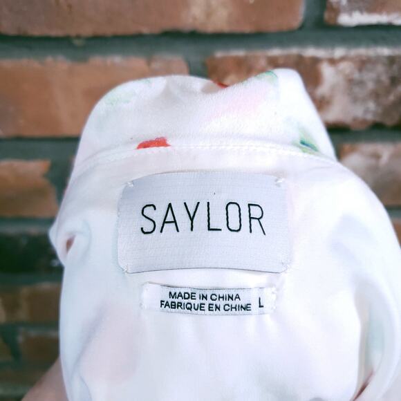 Saylor Cassandra Ruffled Floral Sleeveless Mini Wrap Dress Women's L - Picture 7 of 7